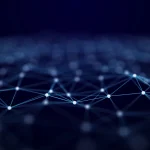 Abstract digital network illustrating AI-powered data analysis and connected insights.